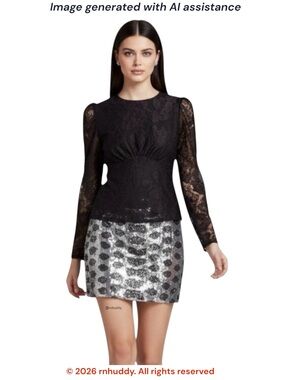 Express M silver & black sequin mini skirt